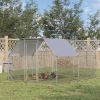 PawHut Large Chicken Coop Metal Chicken Run with Waterproof and Anti-UV Cover, Flat Shaped Walk in Fence Cage Hen House for Outdoor and Yard Farm Use