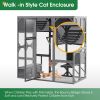 Outdoor Wooden Cat House Catio Enclosure with Super Large Enter Door Cat Kennel with Bouncy Bridge