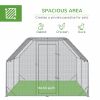 PawHut Large Chicken Coop Metal Chicken Run with Waterproof and Anti-UV Cover, Flat Shaped Walk in Fence Cage Hen House for Outdoor and Yard Farm Use