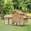PawHut 59" Small Wooden Chicken coop Hen House Poultry Cage for Outdoor Backyard with 2 Doors, Nesting Box and Removable Tray, Natural Wood