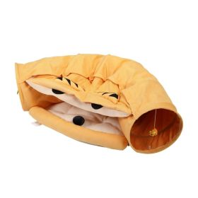 Collapsible Cat Tunnel Bed;  Hide Tunnel for Indoor Cats with Hanging Toys and Cushion Mat;  XH (Color: Yellow)