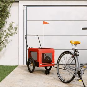 Pet Bike Trailer Orange and Black Oxford Fabric and Iron (Color: orange)